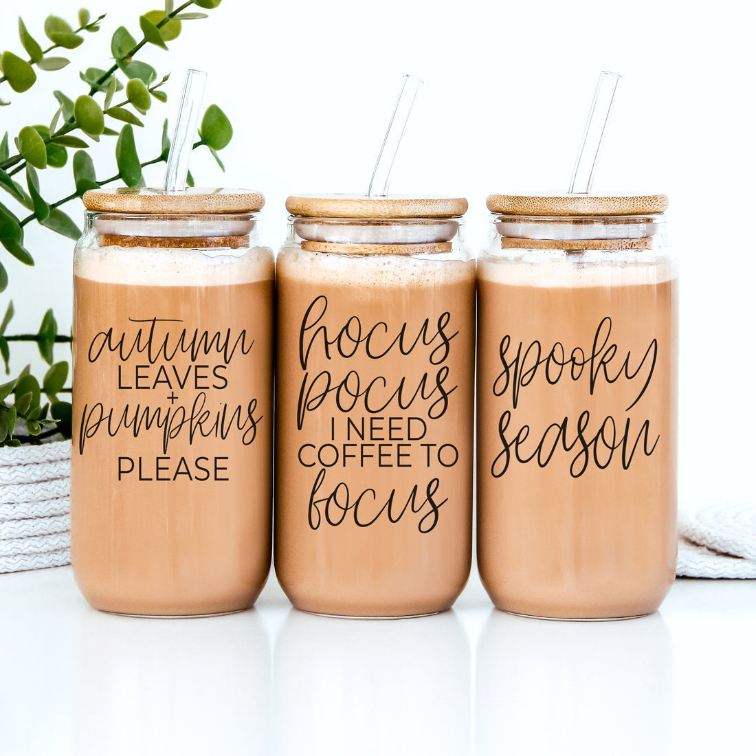 Sutton Lane Co. Fall — Autumn Leaves & Pumpkins 20oz Glass Tumbler