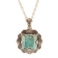 Genuine Turquoise Square Pendant Necklace