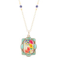 Scenic Floral Genuine Turquoise Pendant Necklace