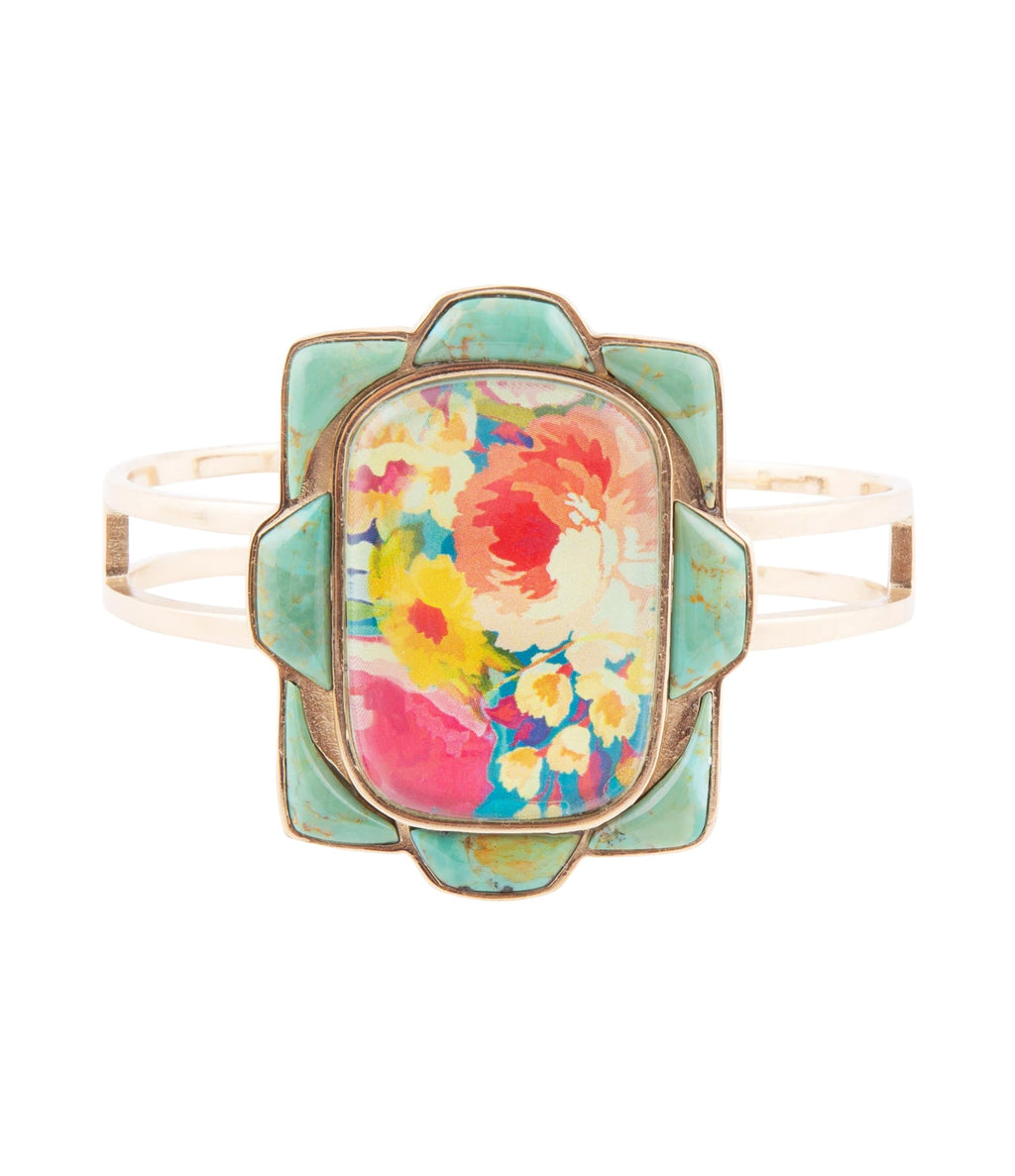 Scenic Floral Genuine Turquoise Cuff