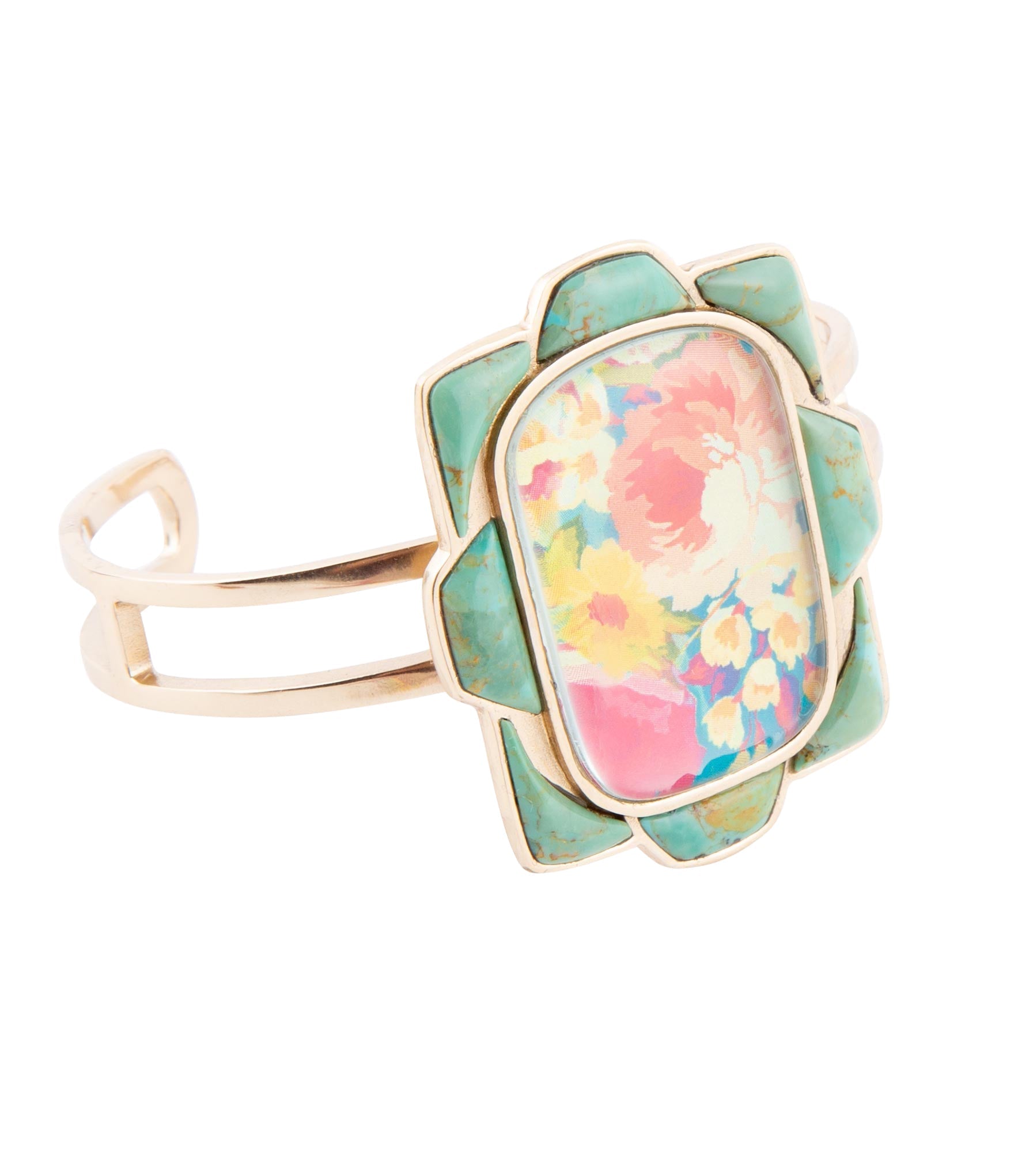 Scenic Floral Genuine Turquoise Cuff
