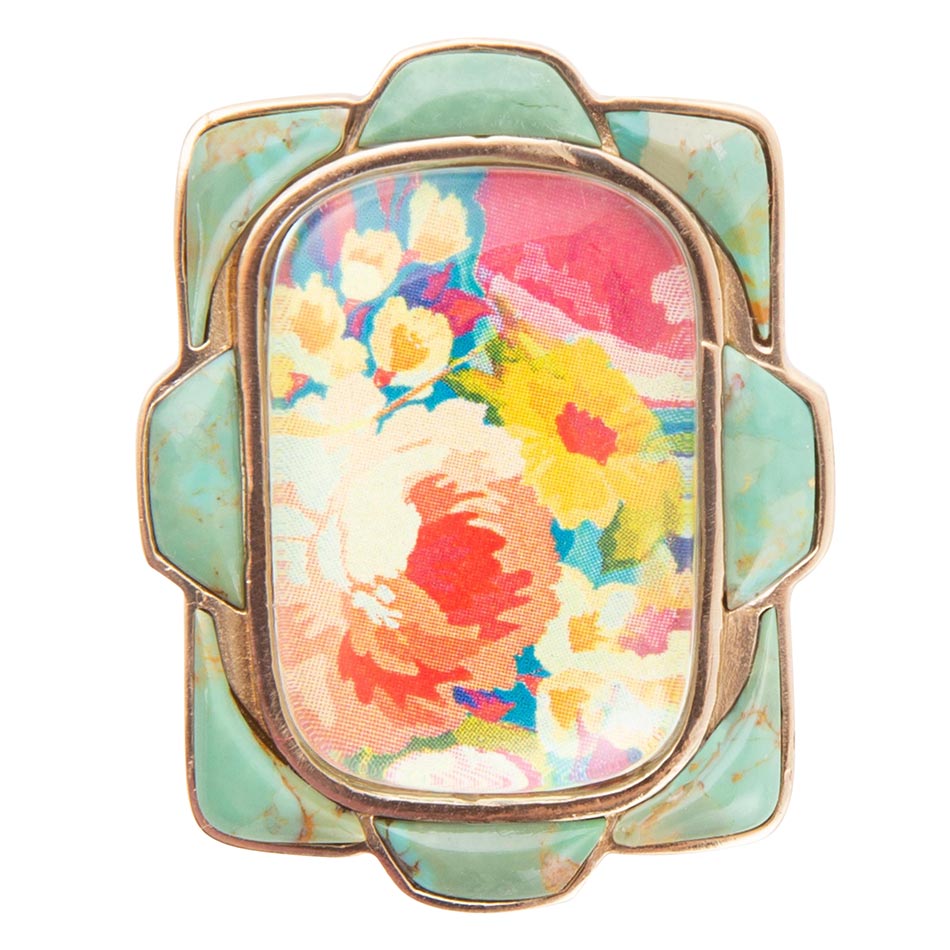 Scenic Floral Genuine Turquoise Ring — Extremely Limited