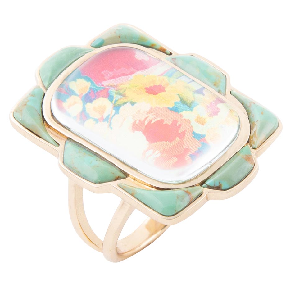 Scenic Floral Genuine Turquoise Ring — Extremely Limited
